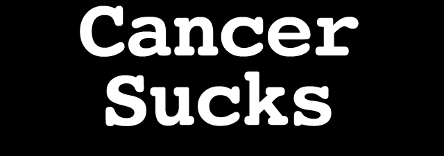 cancer sucks in white on a black background