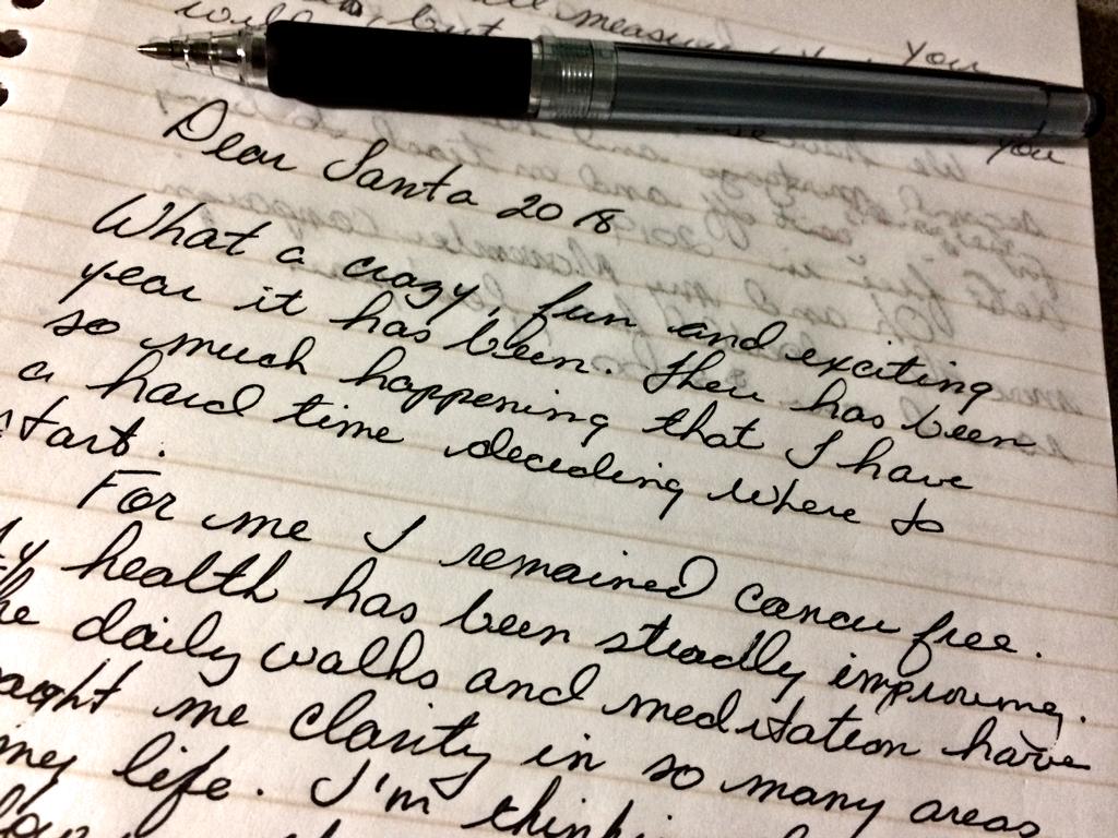 Dear Santa letter - hand written in black ink