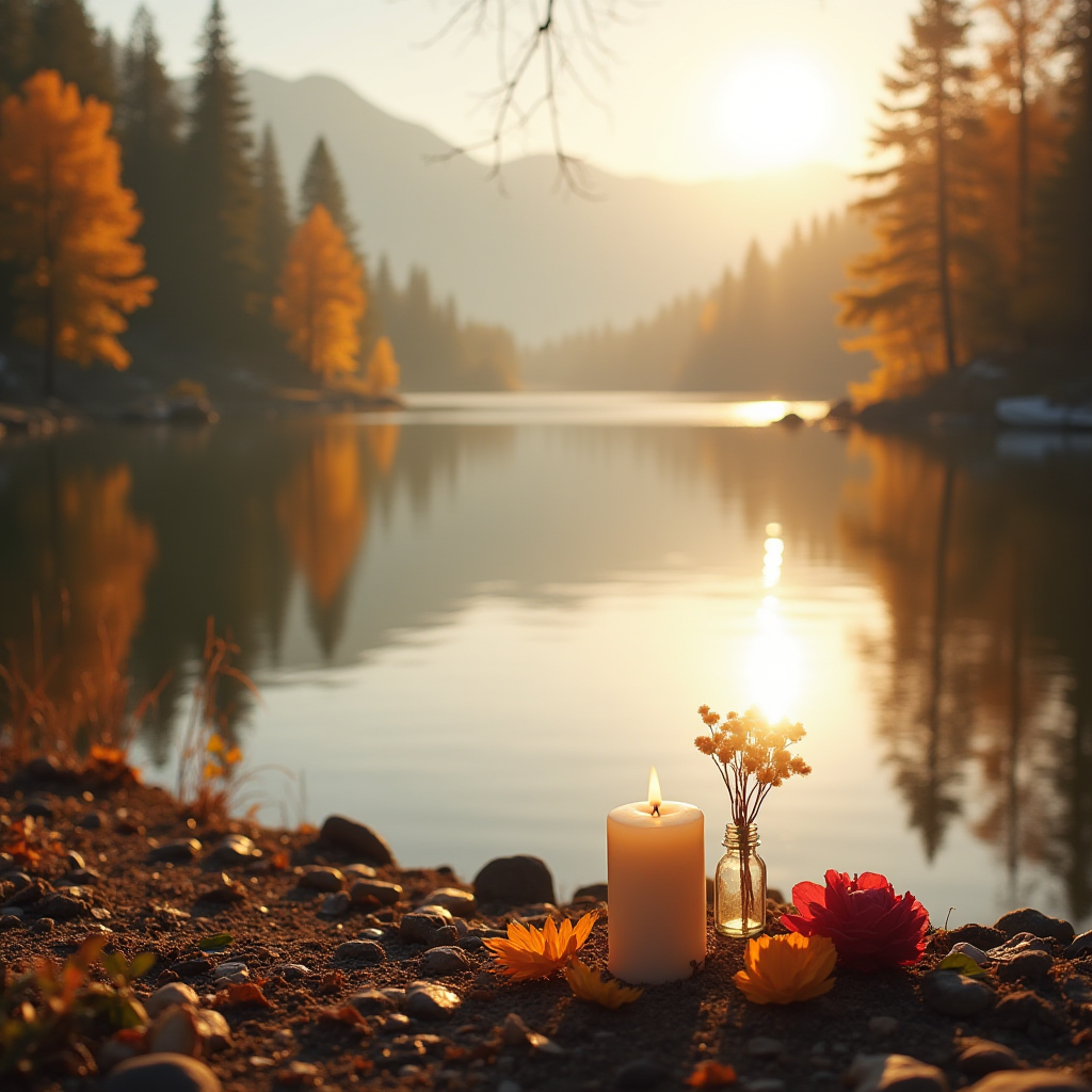 overlooking a tranquil Kennedy Lake at sunrise, symbolizing remembrance, healing, and love beyond grief