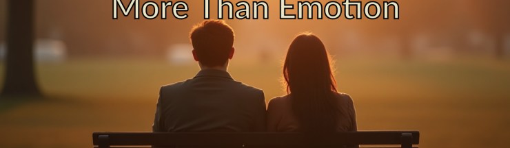 Two people sitting quietly on a park bench at sunrise, sharing a calm moment that reflects clarity, presence, and unconditional human connection.