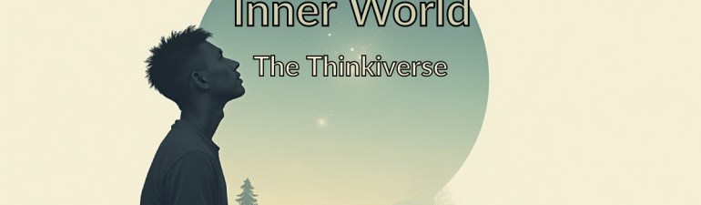 An illustration showing a human silhouette containing an inner universe, symbolizing the inner world of consciousness through which we experience the outer world