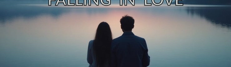 Two people sitting quietly side by side on a wooden dock at sunset, facing a calm body of water, evoking stillness, connection, and presence.